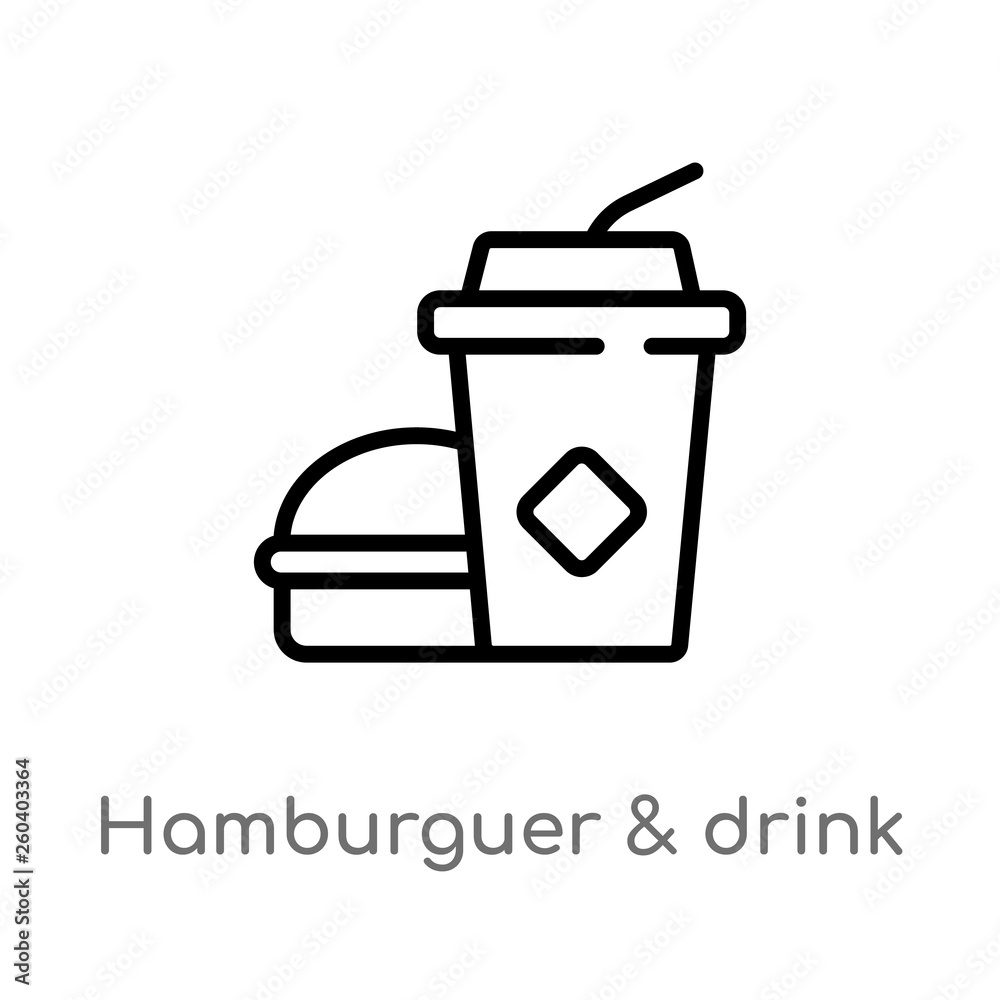 outline hamburguer & drink vector icon. isolated black simple line element illustration from food concept. editable vector stroke hamburguer & drink icon on white background outline hamburguer & drink vector icon. isolated black simple line element illustration from food concept. editable vector stroke hamburguer & drink icon on white background
