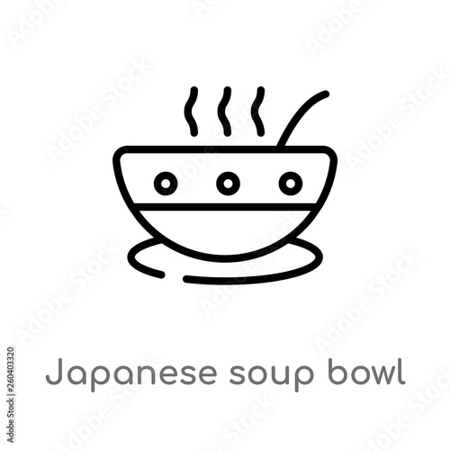 outline japanese soup bowl vector icon. isolated black simple line element illustration from food concept. editable vector stroke japanese soup bowl icon on white background