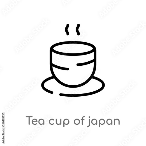 outline tea cup of japan vector icon. isolated black simple line element illustration from food concept. editable vector stroke tea cup of japan icon on white background