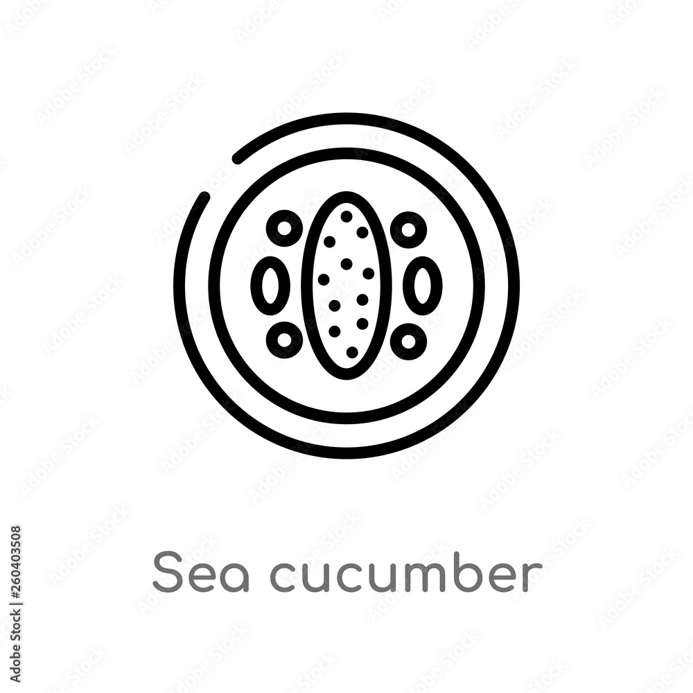 outline sea cucumber vector icon. isolated black simple line element illustration from food and restaurant concept. editable vector stroke sea cucumber icon on white background outline sea cucumber vector icon. isolated black simple line element illustration from food and restaurant concept. editable vector stroke sea cucumber icon on white background