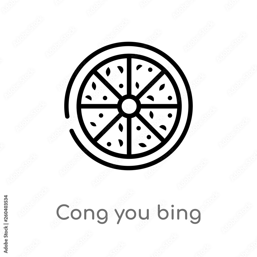 outline cong you bing vector icon. isolated black simple line element illustration from food and restaurant concept. editable vector stroke cong you bing icon on white background