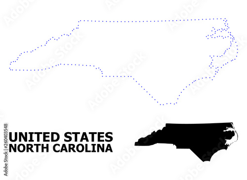 Vector Contour Dotted Map of North Carolina State with Caption