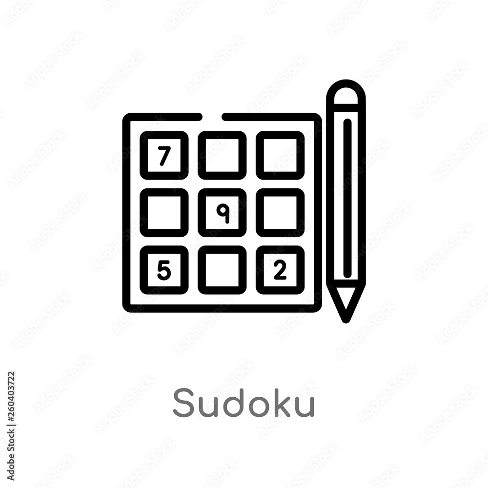 outline sudoku vector icon. isolated black simple line element illustration from free time concept. editable vector stroke sudoku icon on white background
