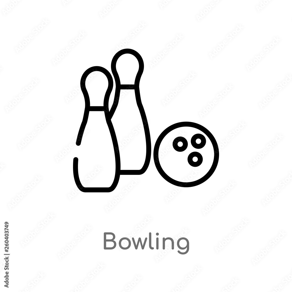 Fototapeta premium outline bowling vector icon. isolated black simple line element illustration from free time concept. editable vector stroke bowling icon on white background