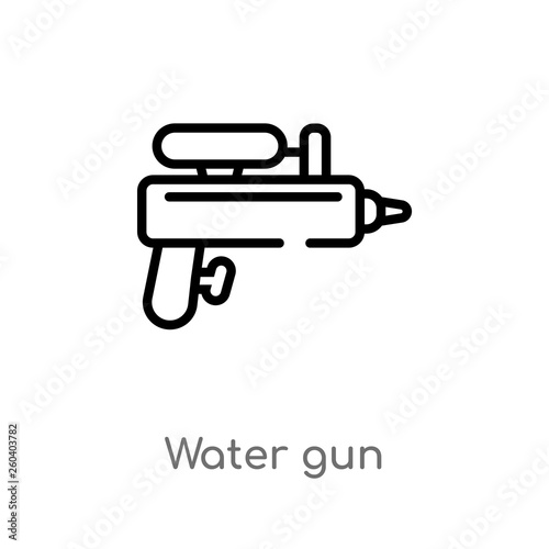 outline water gun vector icon. isolated black simple line element illustration from free time concept. editable vector stroke water gun icon on white background © zaurrahimov