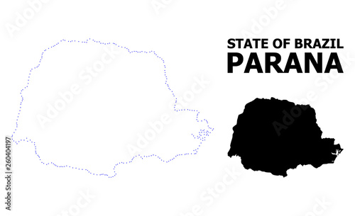 Vector Contour Dotted Map of Parana State with Name