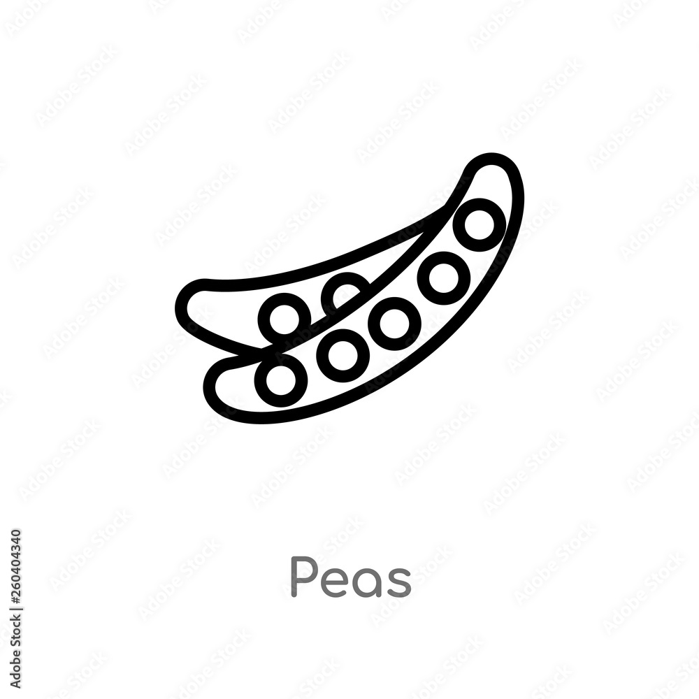 outline peas vector icon. isolated black simple line element illustration from fruits concept. editable vector stroke peas icon on white background
