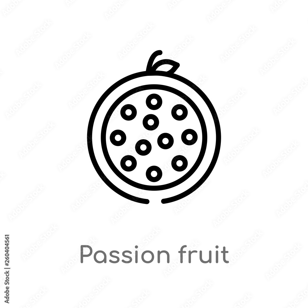 outline passion fruit vector icon. isolated black simple line element illustration from fruits concept. editable vector stroke passion fruit icon on white background outline passion fruit vector icon. isolated black simple line element illustration from fruits concept. editable vector stroke passion fruit icon on white background