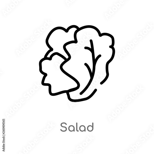 outline salad vector icon. isolated black simple line element illustration from fruits concept. editable vector stroke salad icon on white background