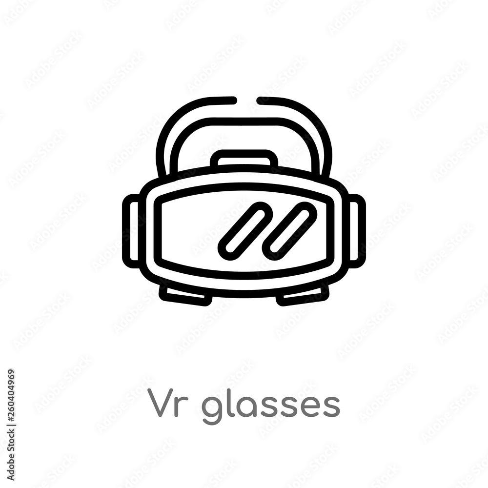 outline vr glasses vector icon. isolated black simple line element illustration from future technology concept. editable vector stroke vr glasses icon on white background outline vr glasses vector icon. isolated black simple line element illustration from future technology concept. editable vector stroke vr glasses icon on white background