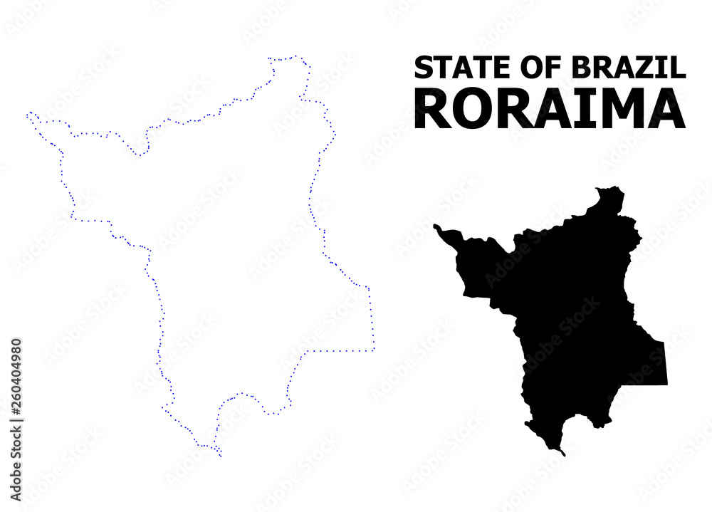 Vector Contour Dotted Map of Roraima State with Name