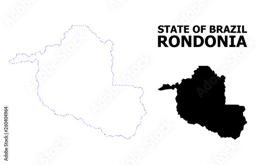 Vector Contour Dotted Map of Rondonia State with Name