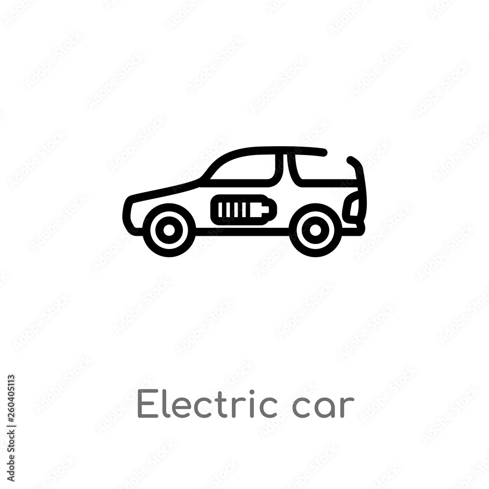 outline electric car vector icon. isolated black simple line element illustration from future technology concept. editable vector stroke electric car icon on white background
