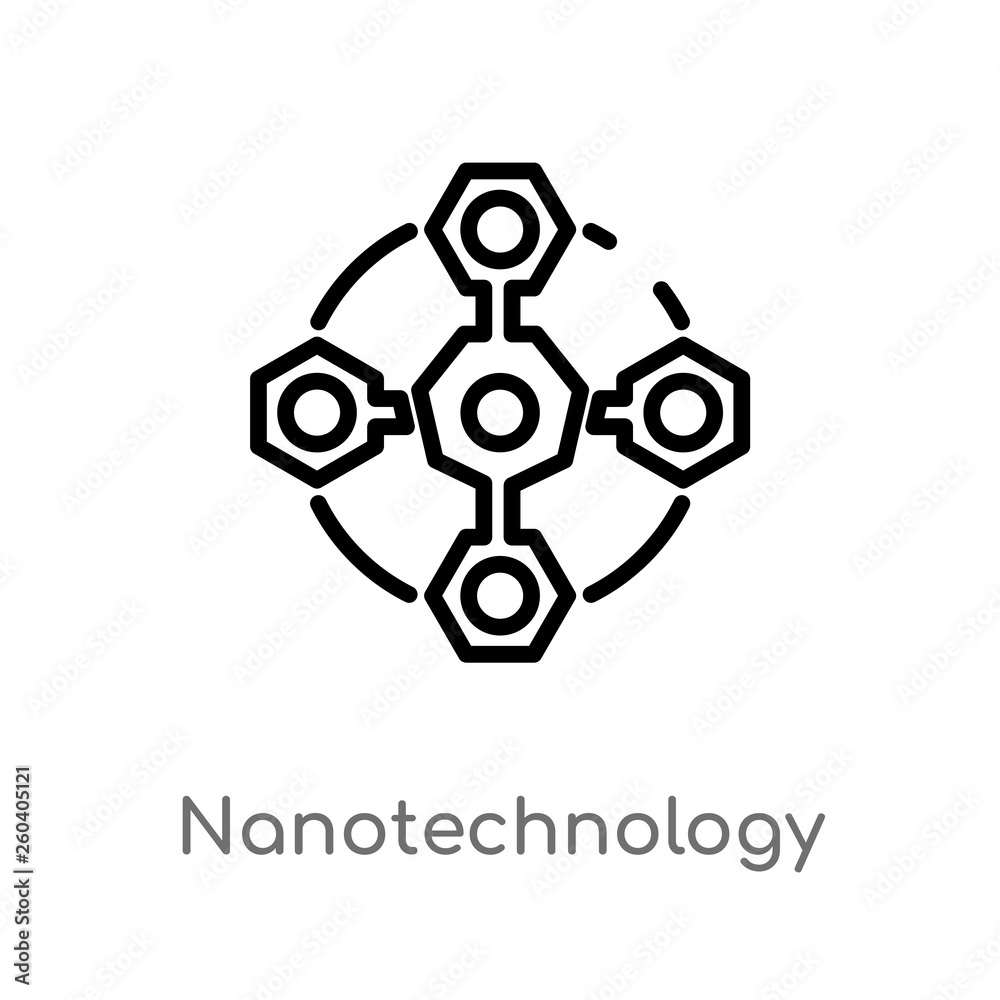 Fototapeta premium outline nanotechnology vector icon. isolated black simple line element illustration from future technology concept. editable vector stroke nanotechnology icon on white background