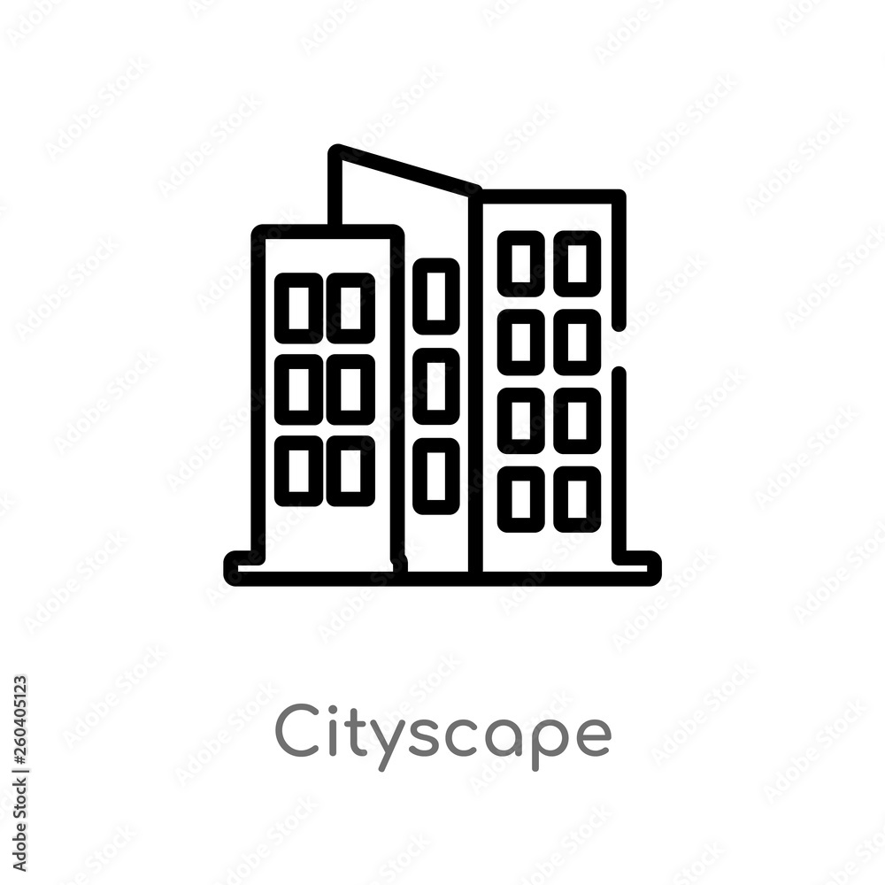 outline cityscape vector icon. isolated black simple line element illustration from future technology concept. editable vector stroke cityscape icon on white background outline cityscape vector icon. isolated black simple line element illustration from future technology concept. editable vector stroke cityscape icon on white background