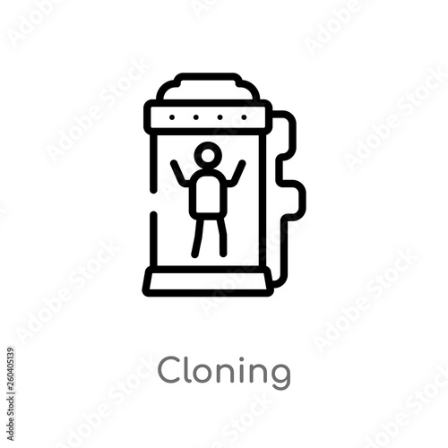 outline cloning vector icon. isolated black simple line element illustration from future technology concept. editable vector stroke cloning icon on white background