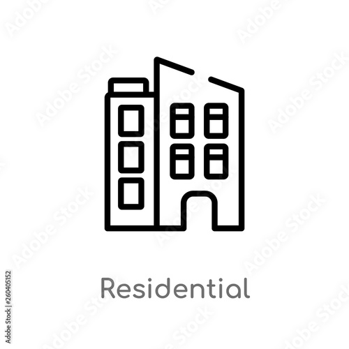 outline residential vector icon. isolated black simple line element illustration from future technology concept. editable vector stroke residential icon on white background