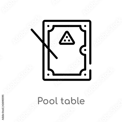 outline pool table vector icon. isolated black simple line element illustration from gaming concept. editable vector stroke pool table icon on white background