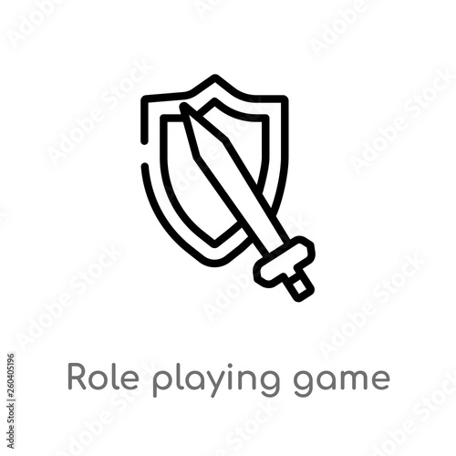 outline role playing game vector icon. isolated black simple line element illustration from gaming concept. editable vector stroke role playing game icon on white background