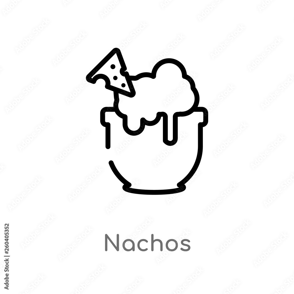outline nachos vector icon. isolated black simple line element illustration from gastronomy concept. editable vector stroke nachos icon on white background