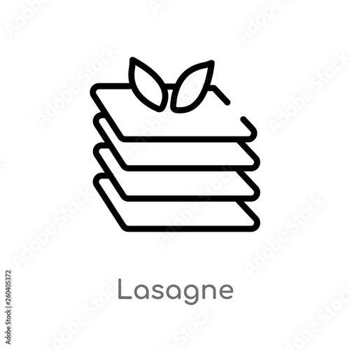 outline lasagne vector icon. isolated black simple line element illustration from gastronomy concept. editable vector stroke lasagne icon on white background