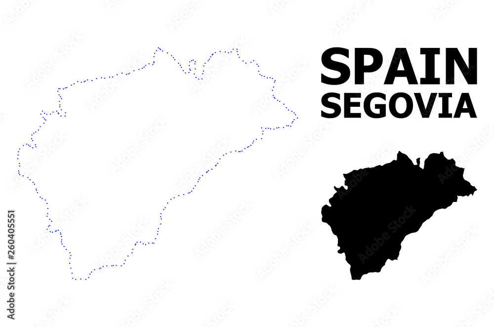 Vector Contour Dotted Map of Segovia Province with Name