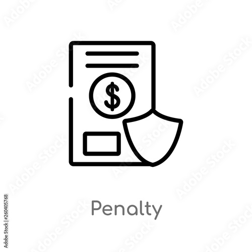 outline penalty vector icon. isolated black simple line element illustration from gdpr concept. editable vector stroke penalty icon on white background © zaurrahimov