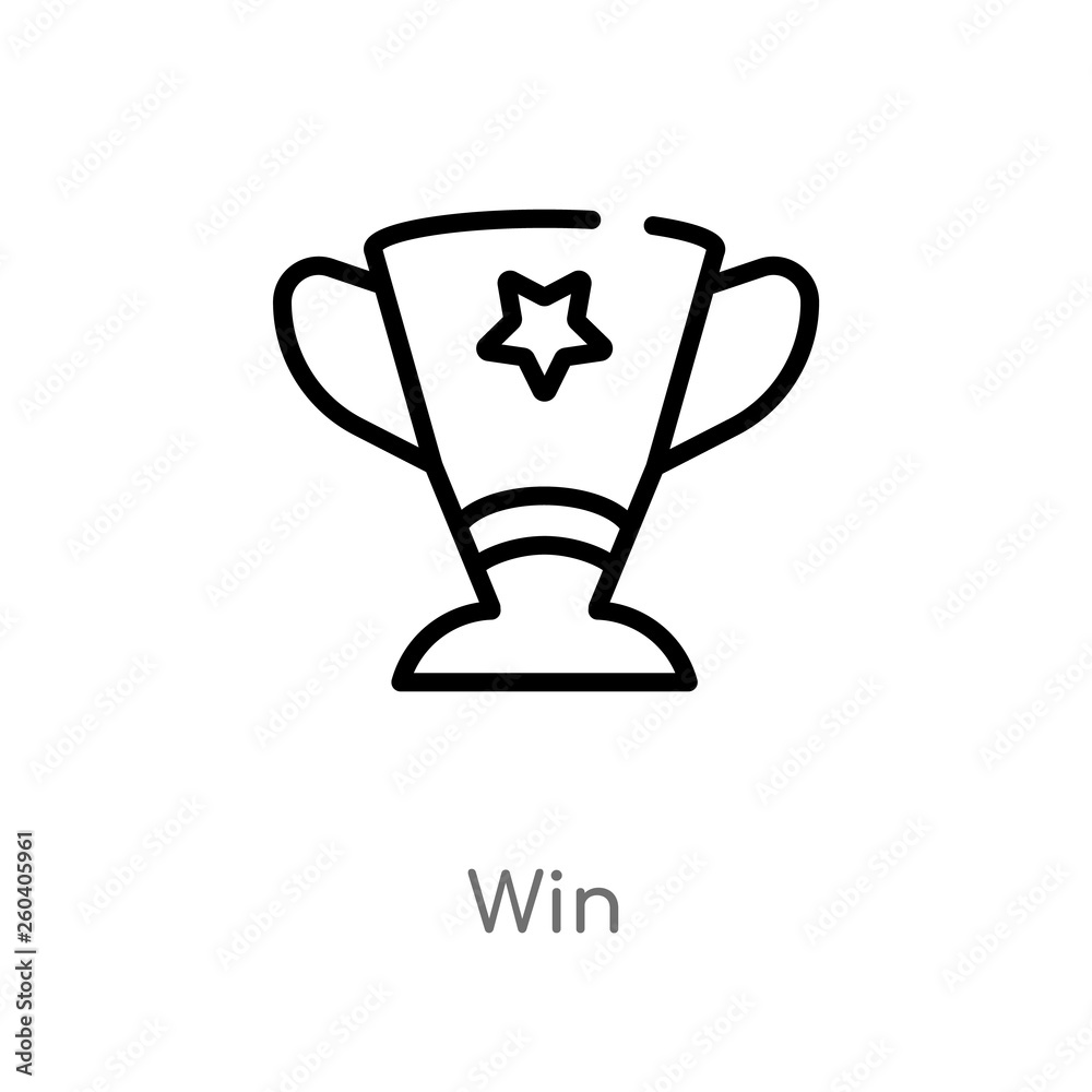 outline win vector icon. isolated black simple line element illustration from general concept. editable vector stroke win icon on white background outline win vector icon. isolated black simple line element illustration from general concept. editable vector stroke win icon on white background