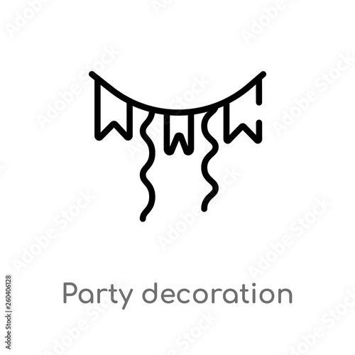 outline party decoration vector icon. isolated black simple line element illustration from general concept. editable vector stroke party decoration icon on white background