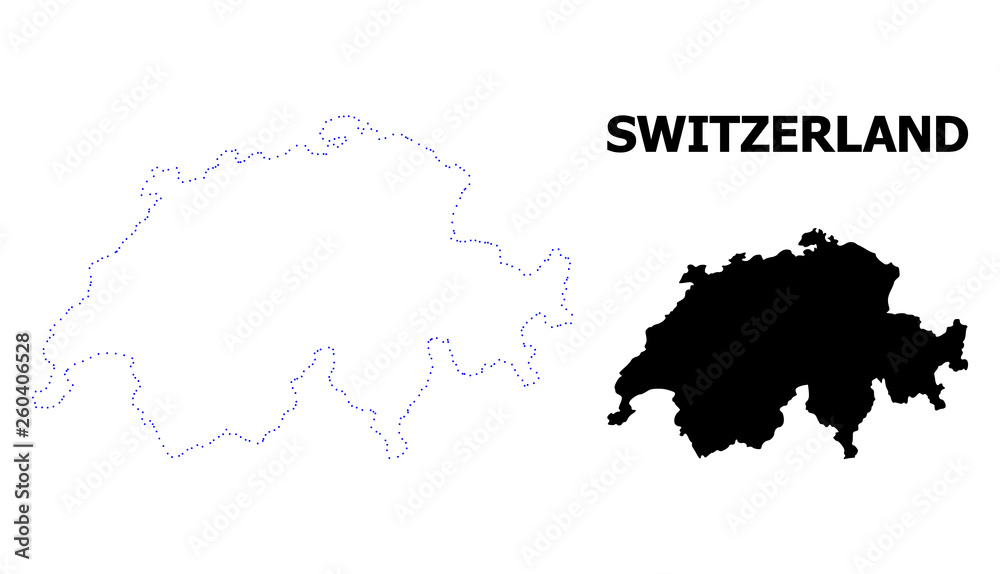 Vector Contour Dotted Map of Switzerland with Caption