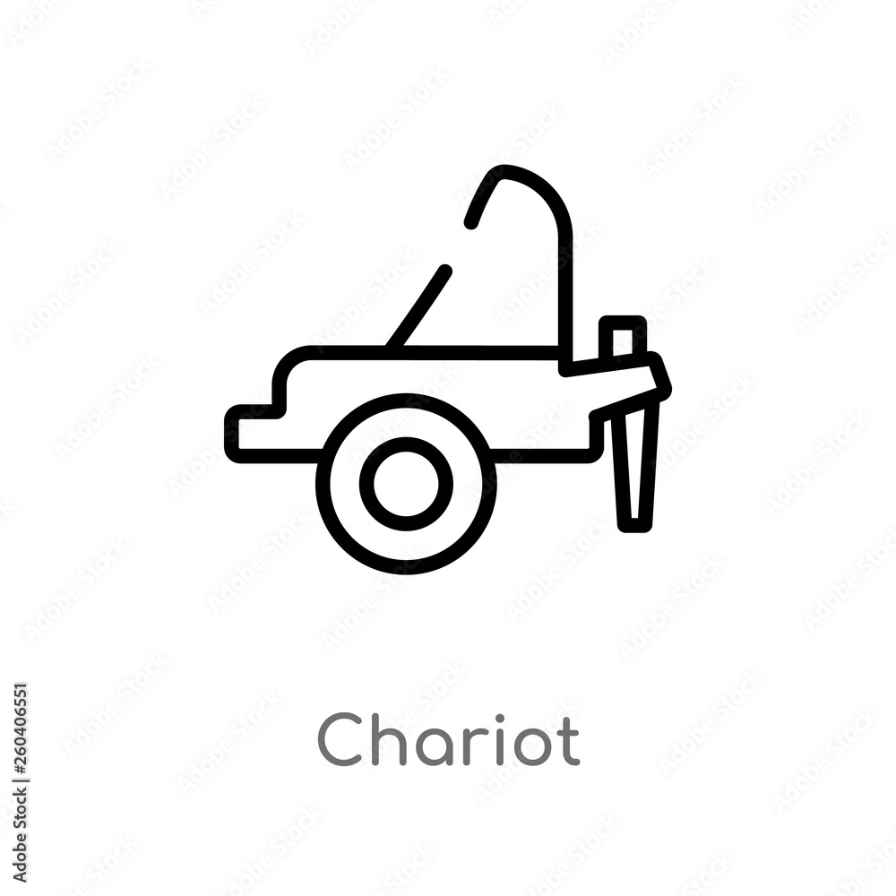 outline chariot vector icon. isolated black simple line element illustration from greece concept. editable vector stroke chariot icon on white background outline chariot vector icon. isolated black simple line element illustration from greece concept. editable vector stroke chariot icon on white background