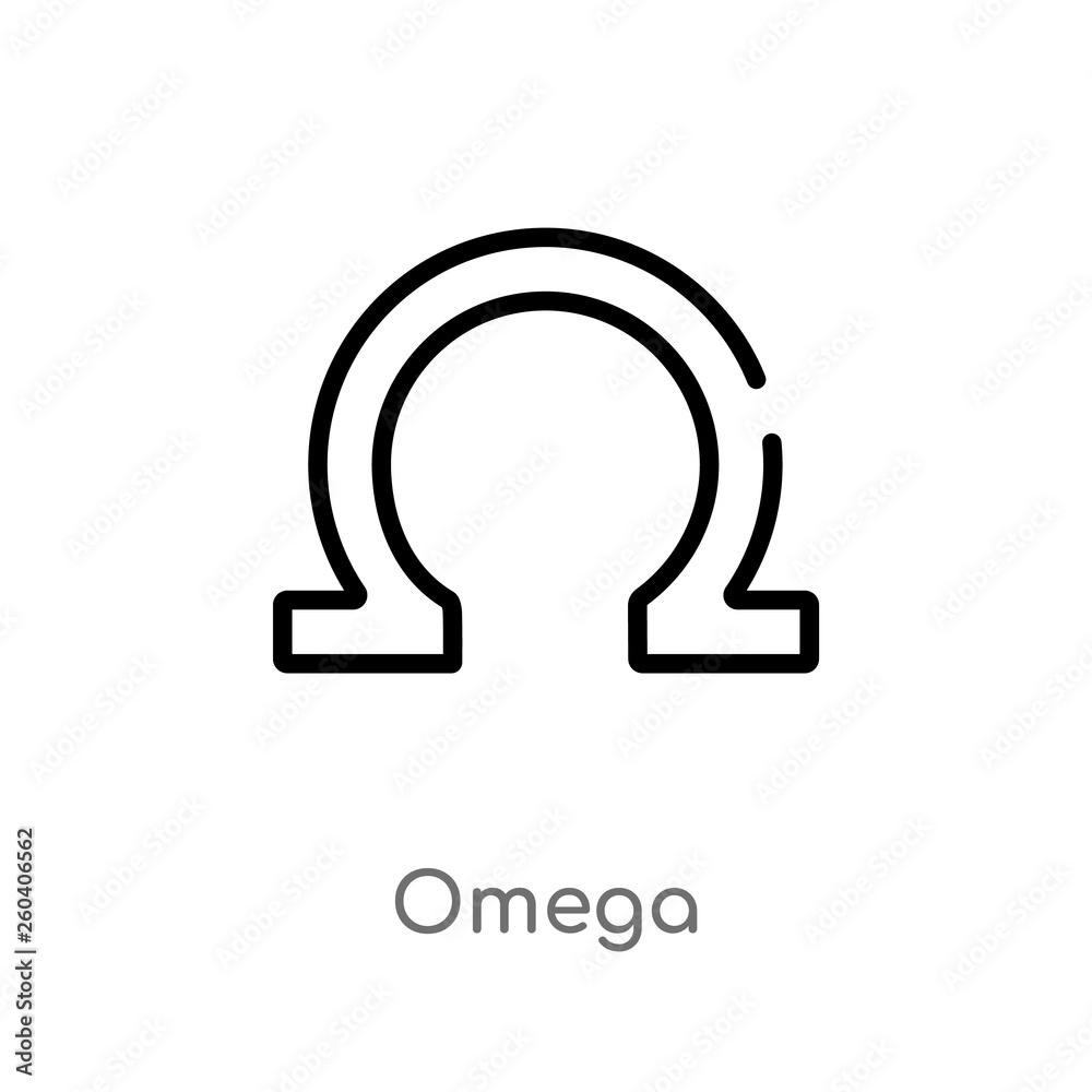 outline omega vector icon. isolated black simple line element illustration from greece concept. editable vector stroke omega icon on white background outline omega vector icon. isolated black simple line element illustration from greece concept. editable vector stroke omega icon on white background