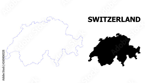 Vector Contour Dotted Map of Switzerland with Caption