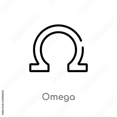 outline omega vector icon. isolated black simple line element illustration from greece concept. editable vector stroke omega icon on white background