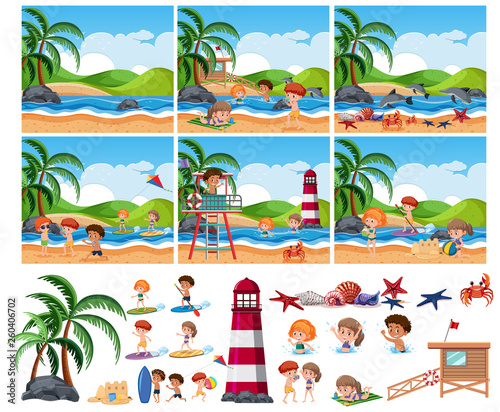 Set of summer beach