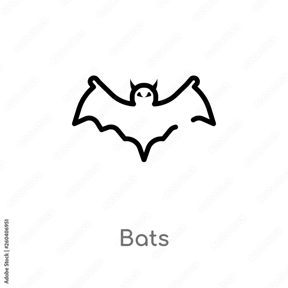 outline bats vector icon. isolated black simple line element illustration from halloween concept. editable vector stroke bats icon on white background outline bats vector icon. isolated black simple line element illustration from halloween concept. editable vector stroke bats icon on white background