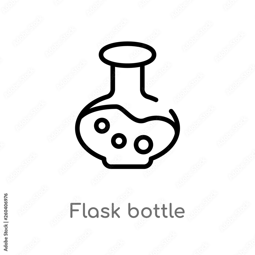 outline flask bottle vector icon. isolated black simple line element illustration from halloween concept. editable vector stroke flask bottle icon on white background outline flask bottle vector icon. isolated black simple line element illustration from halloween concept. editable vector stroke flask bottle icon on white background
