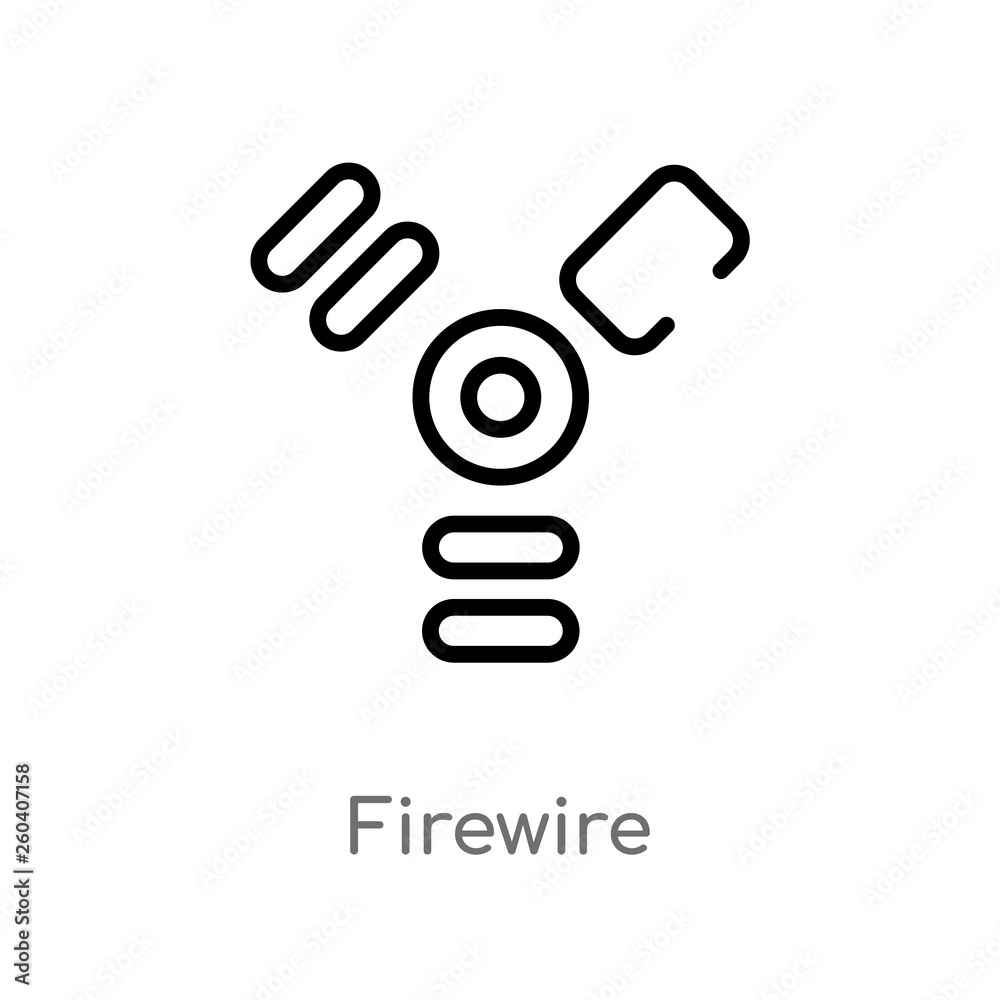 outline firewire vector icon. isolated black simple line element illustration from hardware concept. editable vector stroke firewire icon on white background outline firewire vector icon. isolated black simple line element illustration from hardware concept. editable vector stroke firewire icon on white background