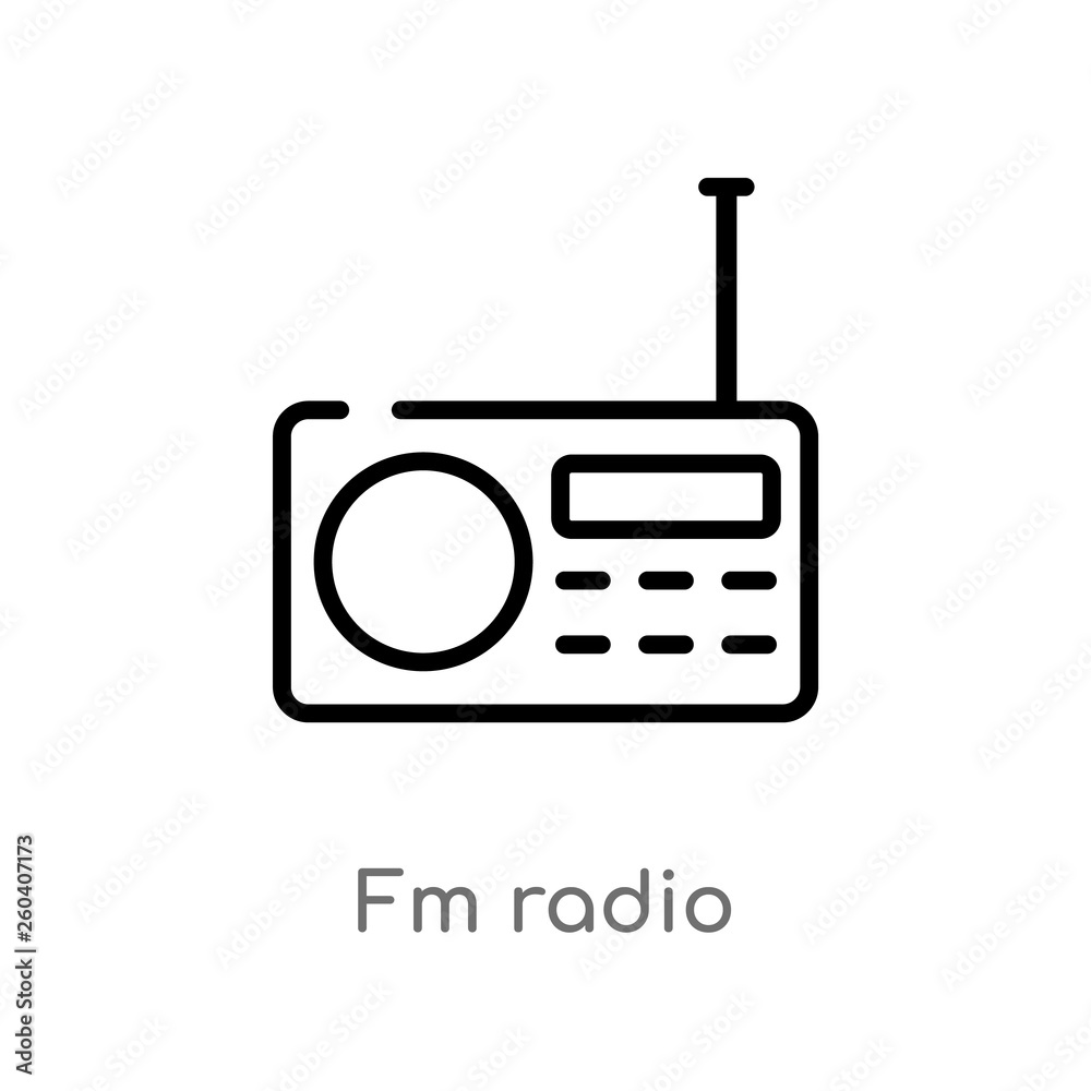 outline fm radio vector icon. isolated black simple line element illustration from hardware concept. editable vector stroke fm radio icon on white background outline fm radio vector icon. isolated black simple line element illustration from hardware concept. editable vector stroke fm radio icon on white background