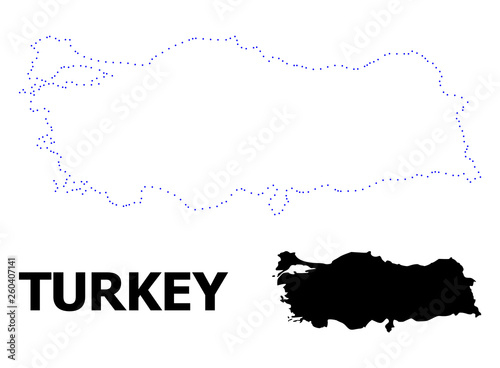 Vector Contour Dotted Map of Turkey with Caption