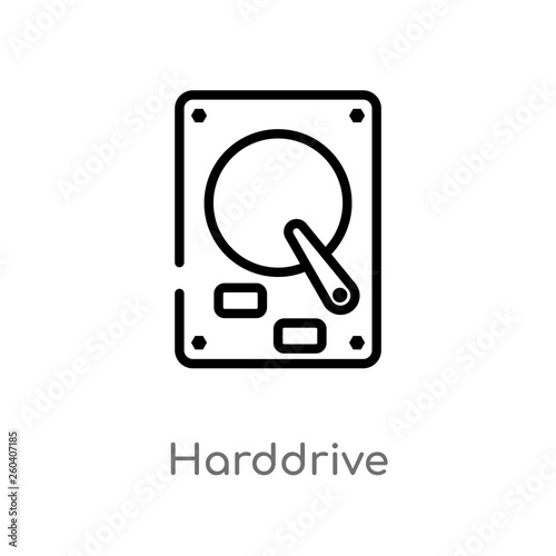 outline harddrive vector icon. isolated black simple line element illustration from hardware concept. editable vector stroke harddrive icon on white background