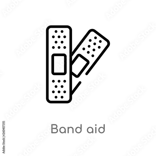outline band aid vector icon. isolated black simple line element illustration from health and medical concept. editable vector stroke band aid icon on white background