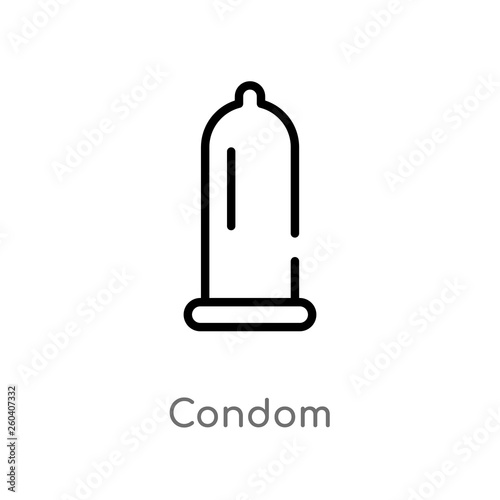 outline condom vector icon. isolated black simple line element illustration from health and medical concept. editable vector stroke condom icon on white background