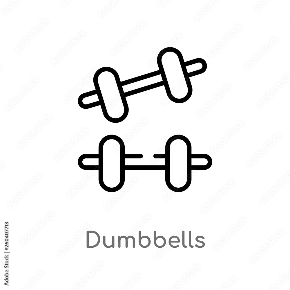 outline dumbbells vector icon. isolated black simple line element illustration from health concept. editable vector stroke dumbbells icon on white background outline dumbbells vector icon. isolated black simple line element illustration from health concept. editable vector stroke dumbbells icon on white background