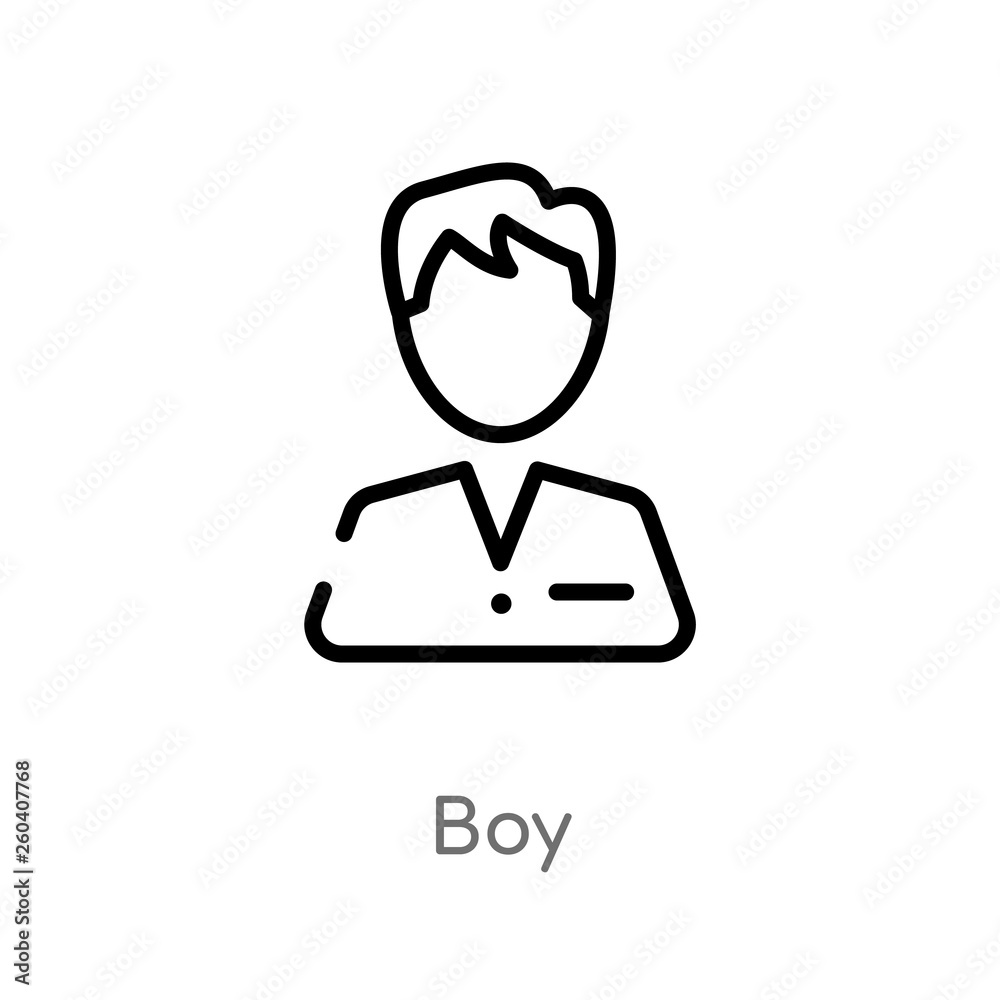 outline boy vector icon. isolated black simple line element illustration from health concept. editable vector stroke boy icon on white background outline boy vector icon. isolated black simple line element illustration from health concept. editable vector stroke boy icon on white background