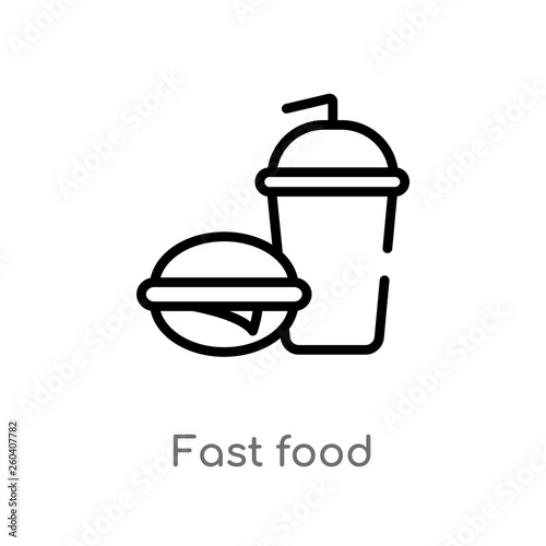 outline fast food vector icon. isolated black simple line element illustration from health concept. editable vector stroke fast food icon on white background