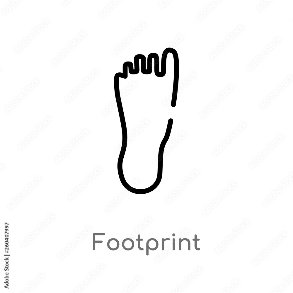 Obraz premium outline footprint vector icon. isolated black simple line element illustration from history concept. editable vector stroke footprint icon on white background