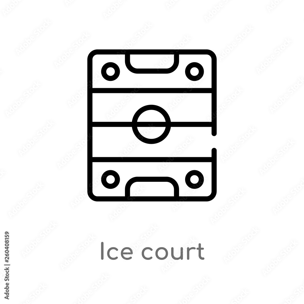 outline ice court vector icon. isolated black simple line element illustration from hockey concept. editable vector stroke ice court icon on white background outline ice court vector icon. isolated black simple line element illustration from hockey concept. editable vector stroke ice court icon on white background