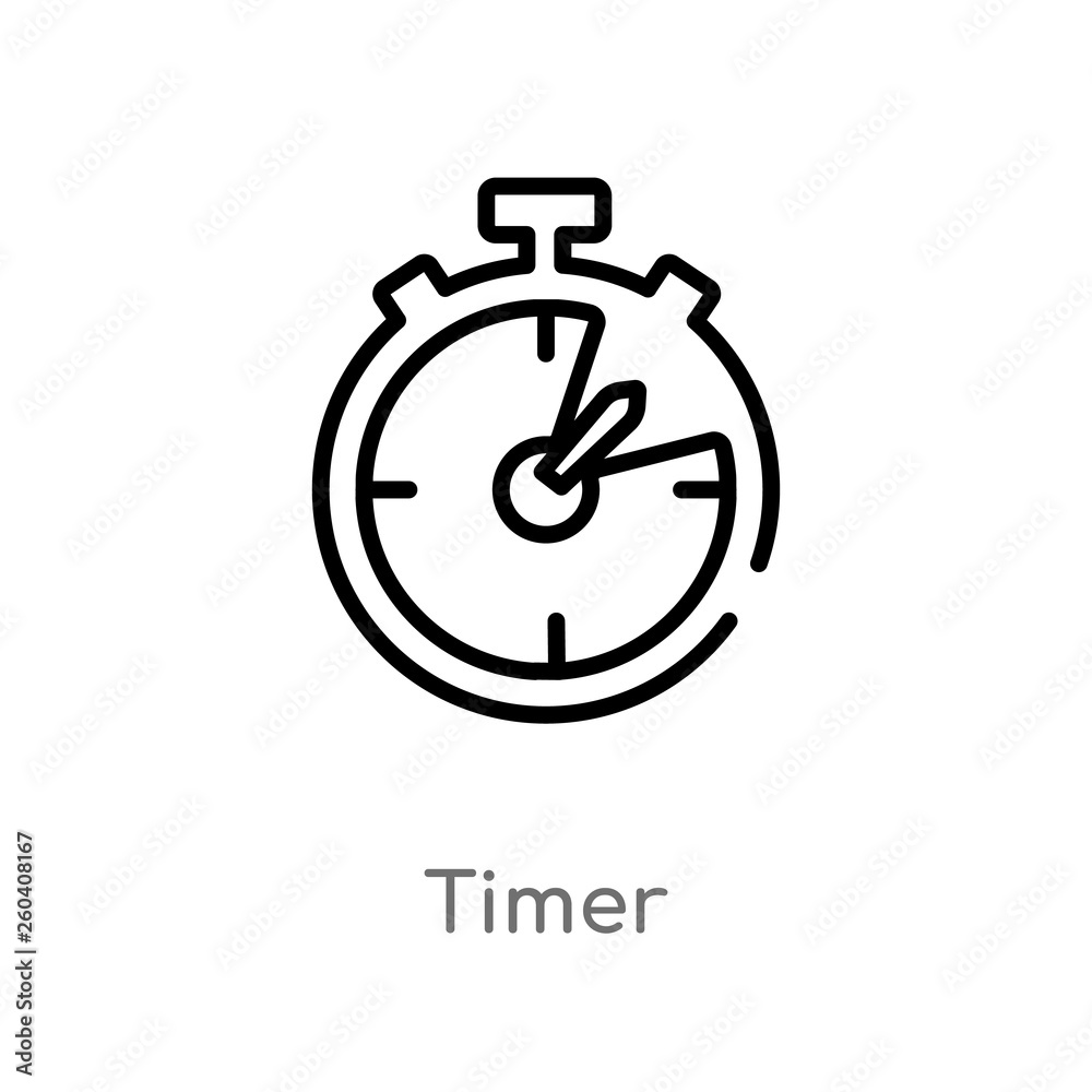 outline timer vector icon. isolated black simple line element illustration from hockey concept. editable vector stroke timer icon on white background outline timer vector icon. isolated black simple line element illustration from hockey concept. editable vector stroke timer icon on white background