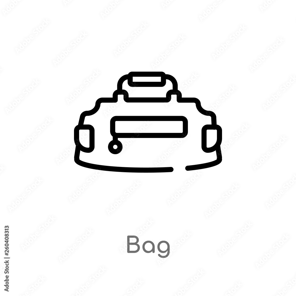 outline bag vector icon. isolated black simple line element illustration from hockey concept. editable vector stroke bag icon on white background